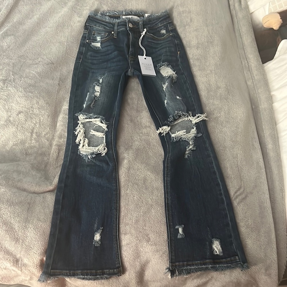 Risen jeans, size 1/25, medium dark color